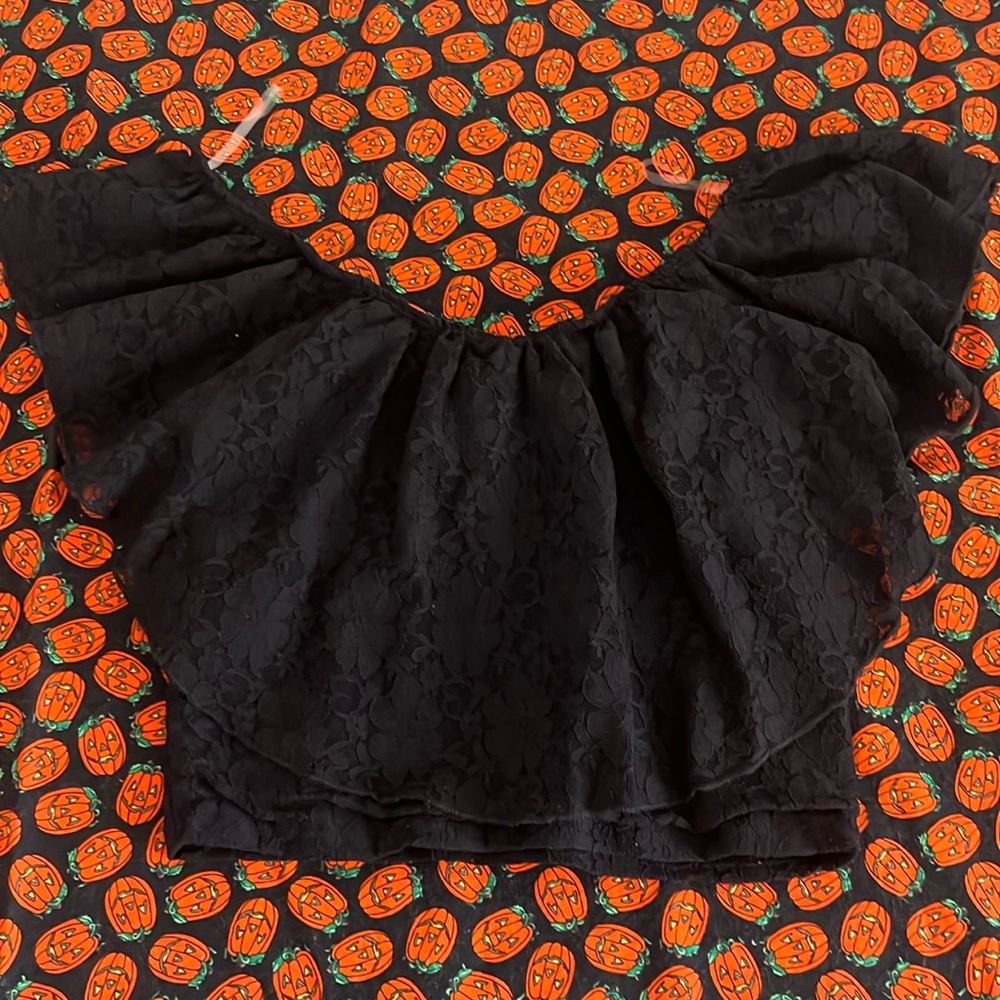 Juniors size S used black lace off-the -shoulder top